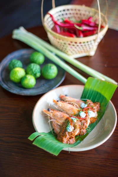 Röd curry räkor — Stockfoto