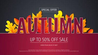 Turuncu ağaç yapraklı sonbahar indirimi afişi