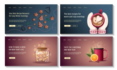 Mutlu yıllar 2021 tebrik kartları seti. Yeni yıl kartları tasarımı.