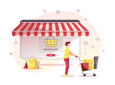 Kredi kartı çizimi ile çevrimiçi alışveriş