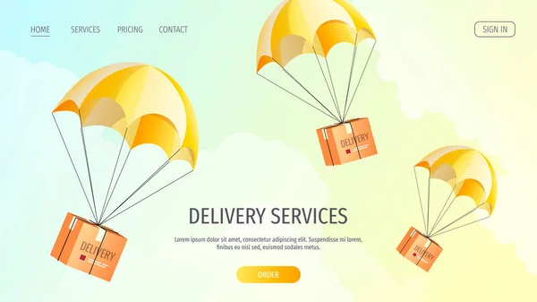 Vector Illustratie Van Levering Parachute Concept — Stockvector