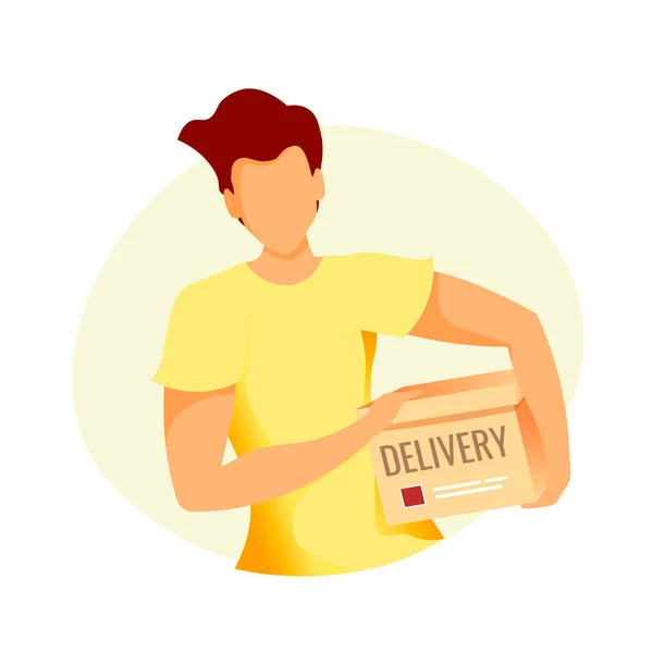Delivery Man Box Delivery Concept Vector Illustration — Stock Vector
