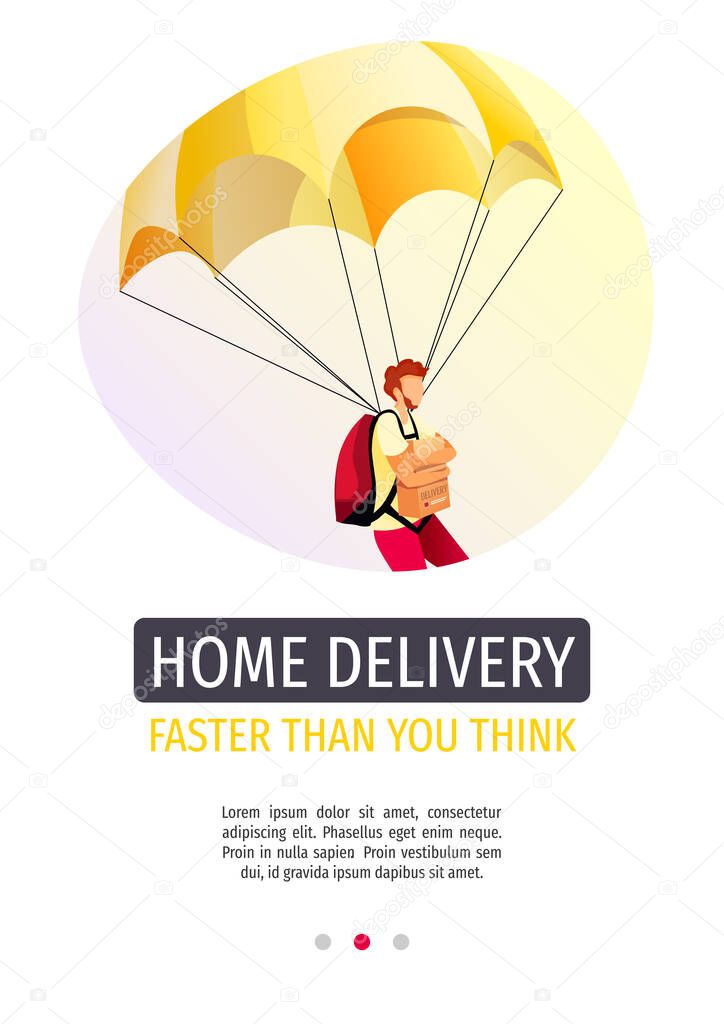 vector illustration of delivery by parachute concept