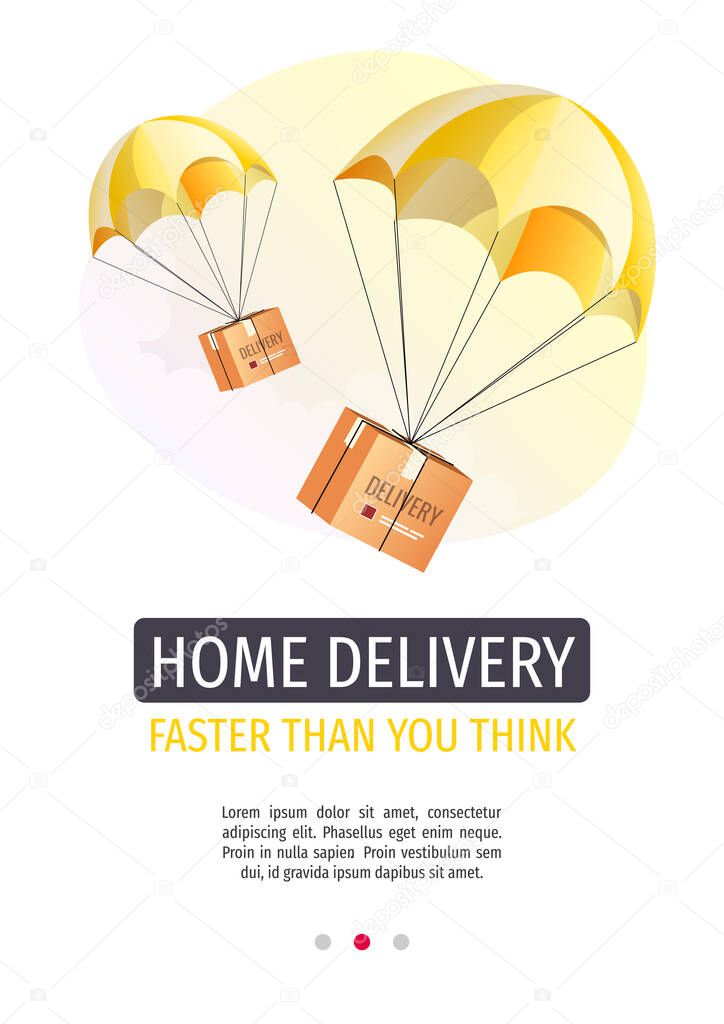 vector illustration of delivery by parachute concept