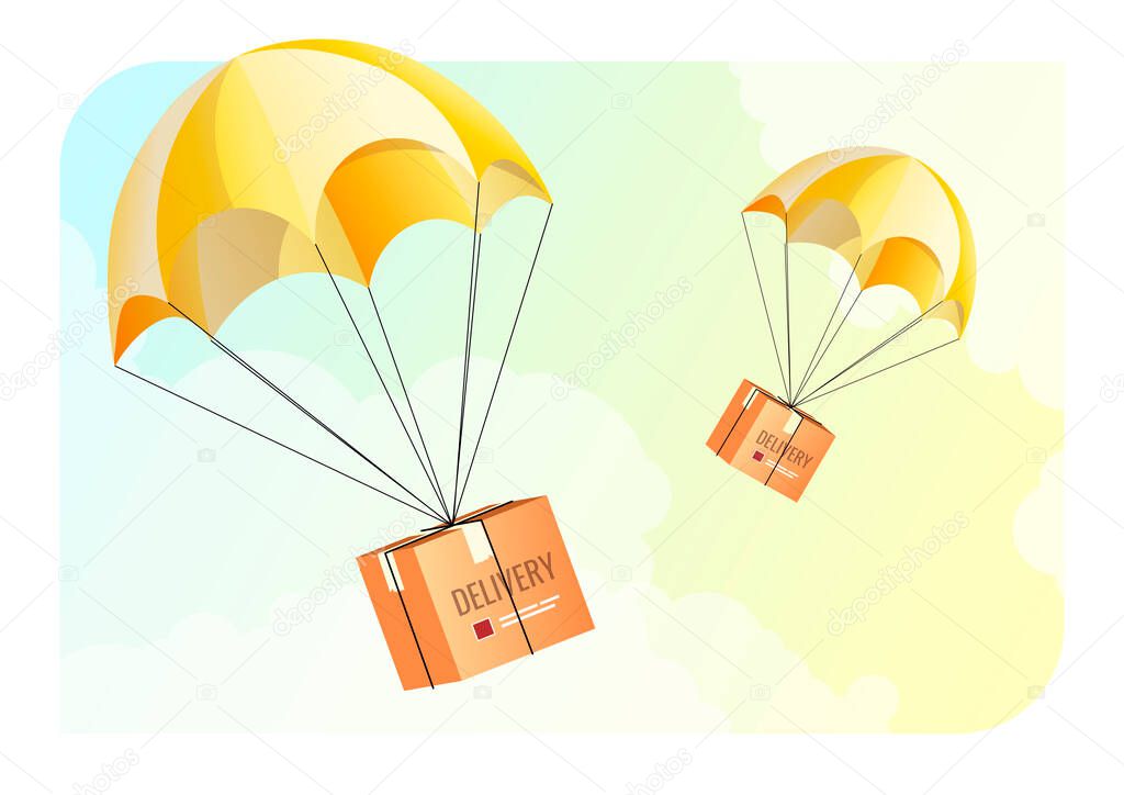 vector illustration of delivery by parachute concept