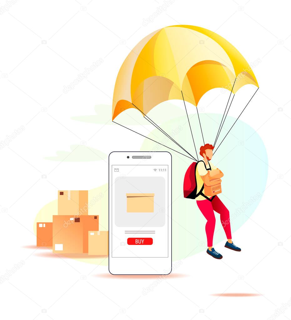 vector illustration of delivery by parachute concept