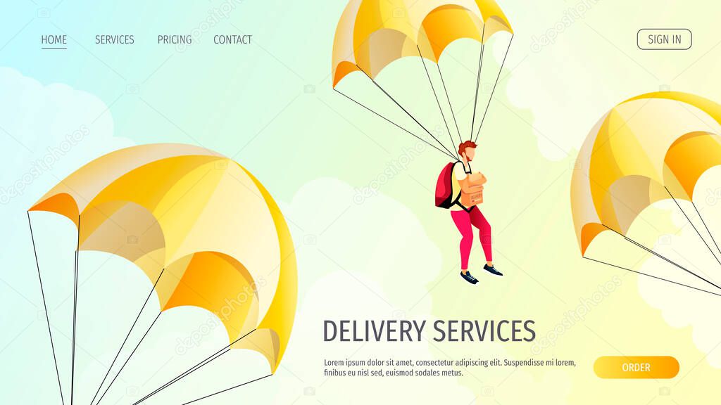vector illustration of delivery by parachute concept