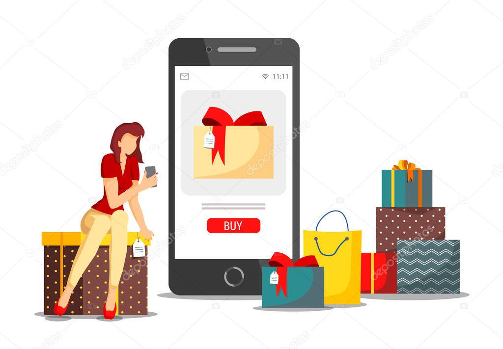 Buying gifts online concept vector illustration