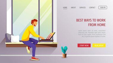 Pencere kenarındaki konsept vektör çizimi üzerinde çalışıyorum