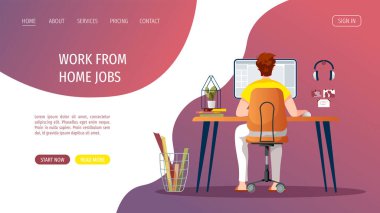 ev konsepti vektör illüstrasyonunda çalışmak