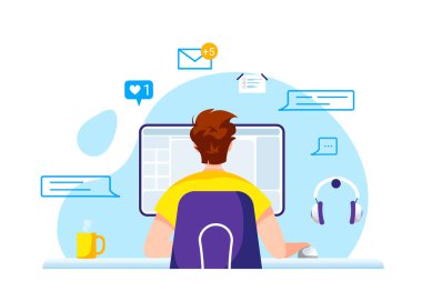 ev konsepti vektör illüstrasyonunda çalışmak