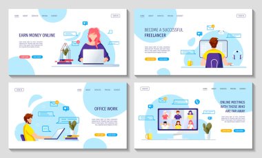 ev kavramında çalışmak vektör illüstrasyonunu ayarlar