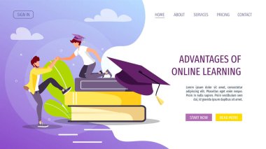 Çevrimiçi eğitim ve öğrenme simgelerinin vektör illüstrasyonu