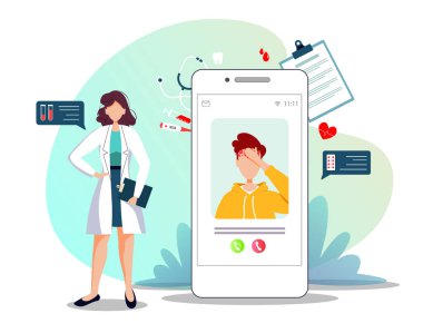 Beyaz arkaplanda tıbbi danışma uygulaması konsepti çizimi