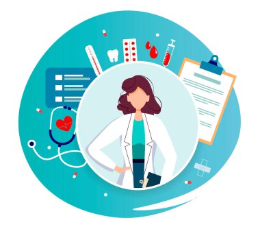 tıp ve sağlık hizmetleri ikonları, tıbbi danışma çevrimiçi konsepti