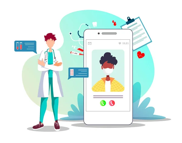 Illustratie Van Medisch Consult App Concept Geïsoleerd Witte Achtergrond — Stockvector