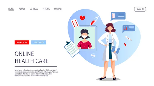 Orvosi Egészségügyi Szolgáltatások Ikonjai Orvosi Konzultáció Online Koncepció — Stock Vector