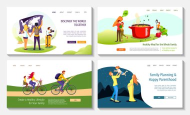 Mutlu aile, aşk, mutluluk, ebeveynlik, çocukluk, tatiller, değerler, dinginlik, açık hava, doğa için web sayfası tasarım şablonları. Posterler, afişler, web sitesi geliştirmeleri için mükemmel.