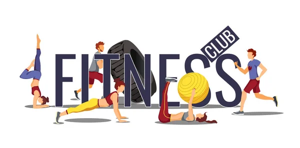 Fitness Gimnasio Vida Sana Concepto Entrenamiento Gente Entrenando Alrededor Palabra — Archivo Imágenes Vectoriales