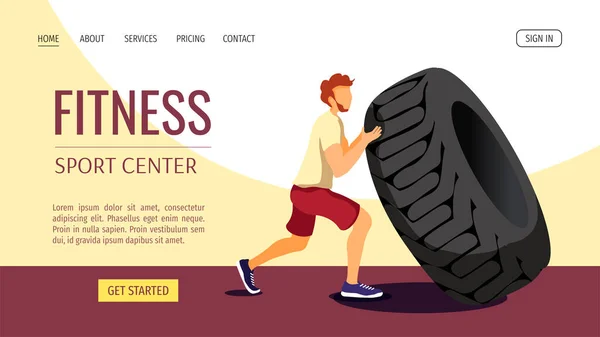 Fitness Spor Merkezi Sağlıklı Yaşam Tarzı Lastik Servisi Oto Tamirhanesi — Stok Vektör