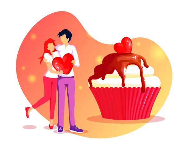 Web Page Design Template Valentine Day Love Bakeshop Dessert Recipes — стоковый вектор