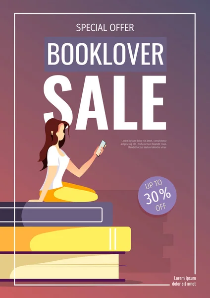 Weboldal Tervezés Könyvesboltnak Könyvesboltnak Könyvimádónak Könyv Olvasónak Könyvtárnak Egy Telefonnal — Stock Vector