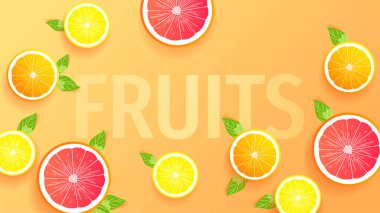 Lemons, Oranges, Grapefruits, Citrus Fruits. Vector illustration for cafe menu, cover, flyer, banner, poster.