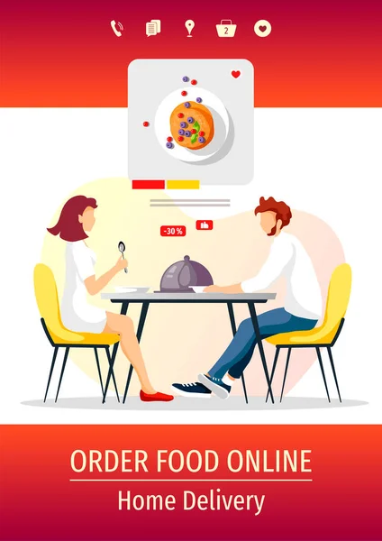 Diseño Página Web Para Pedidos Alimentos Entrega Domicilio Restaurante Menú — Vector de stock