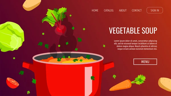 Website Ontwerp Voor Gezonde Voeding Koken Natuurlijke Producten Recepten Online — Stockvector