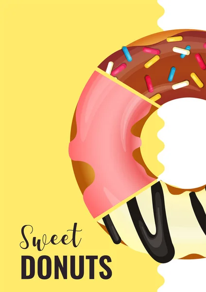 Flyer Design Pour Donut Shop Produits Sucrés Boulangerie Confiserie Dessert — Image vectorielle