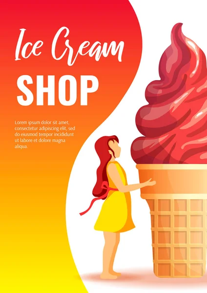 Проектирование Листовок Салона Мороженого Магазина Сладкие Продукты Десерт Маленькая Девочка — стоковый вектор