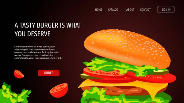 Burger House Fast Food Street Cafe Menu Restaurant Concept Malbouffe — Image vectorielle