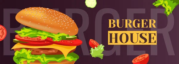 Burger House Fast Food Street Cafe Restaurant Menu Junk Food — Stock Vector