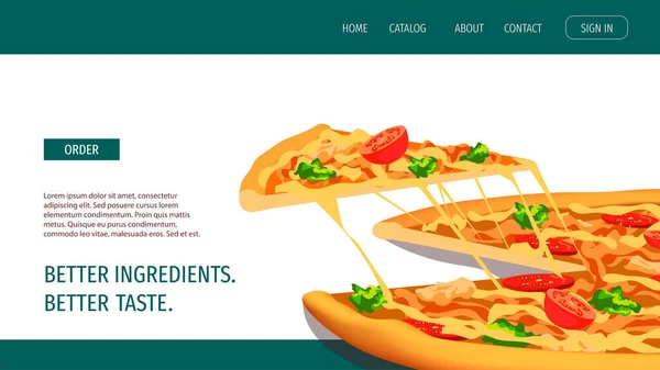 Σχεδιασμός Ιστοσελίδας Για Ιταλικό Εστιατόριο Πίτσα Μαγείρεμα Παραγγελία Τροφίμων Fast — Διανυσματικό Αρχείο