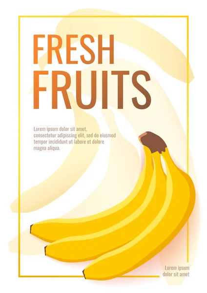 Bananas White Background Vector Illustration Cafe Menu Cover Flyer Banner — 스톡 벡터