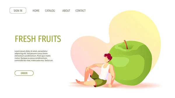 사과에 유기농 디저트 다이어트 온라인 포스터 커버를 — 스톡 벡터