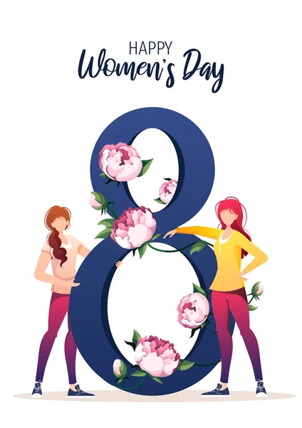 International Womens Day March Card Design Feminism Concept Women Huge — Stockový vektor