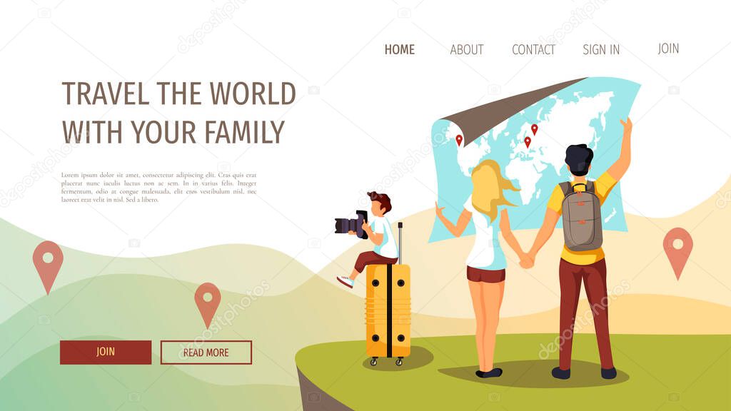  vector of modern web design for world tourism day with the illustration of tourists with map