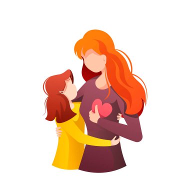 Anneler Günü için bir kadın ve kızının resimleriyle birlikte modern kart tasarımı vektörü.