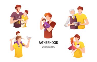 vector illustration of lettering set and stickers for father day  clipart