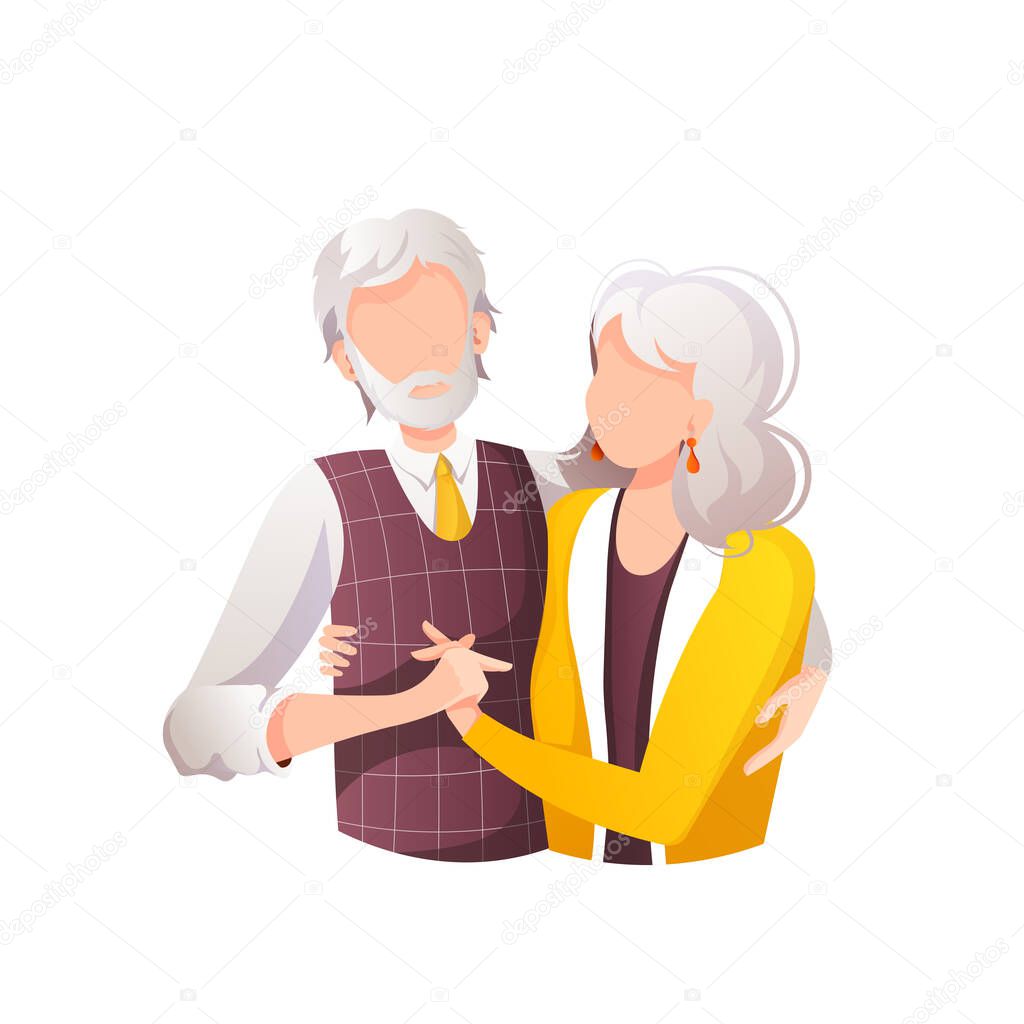 vector of modern design for grandparents day illustration with a couple of old people hugging each other