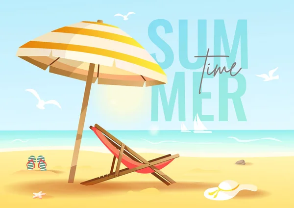 Letnie Tło Plaży Palmami Słońcem — Wektor stockowy