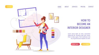 iç tasarım vektör illüstrasyonu