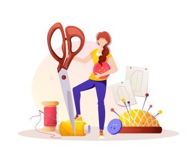 Dikiş ve terzi web illüstrasyon tasarımı