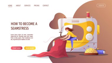 Dikiş ve terzi web illüstrasyon tasarımı