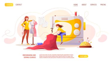 Dikiş ve terzi web illüstrasyon tasarımı