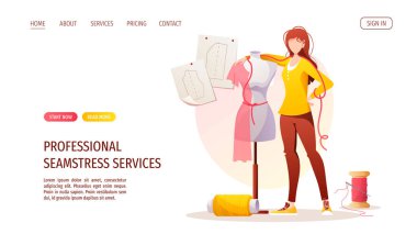 Dikiş ve terzi web illüstrasyon tasarımı