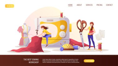 Dikiş ve terzi web illüstrasyon tasarımı