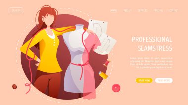 Dikiş ve terzi web illüstrasyon tasarımı