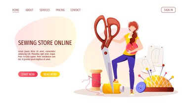 Dikiş ve terzi web illüstrasyon tasarımı